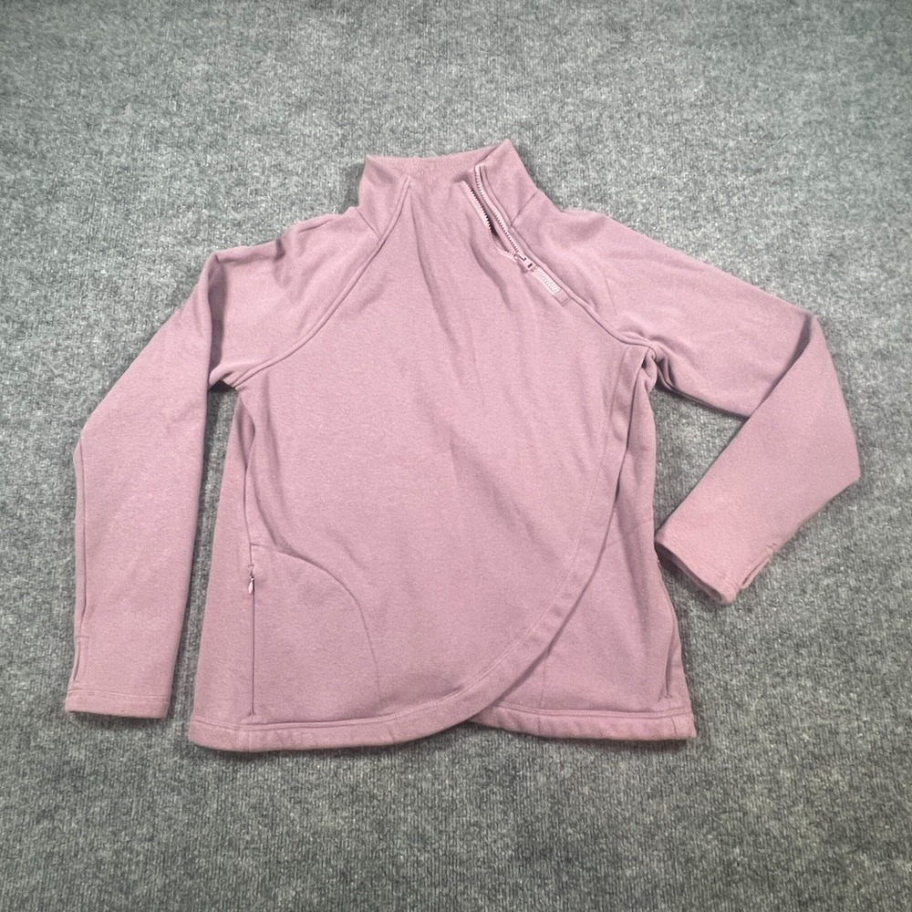 90 Degree By Reflex Sweatshirt Womens M Mauve Asymmetrical Wrap Front Curved Hem